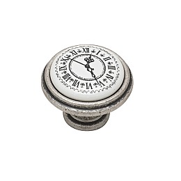 Roline 586 Πόμολο Eπίπλου από Ζάμακ & Πορσελάνη Old Silver-Ρολόι Φ33mm