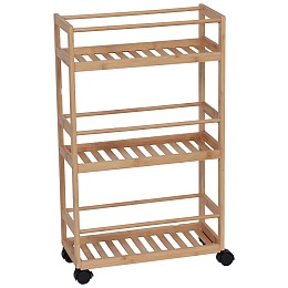 Ραφιέρα με 3 ράφια με ρόδες bamboo