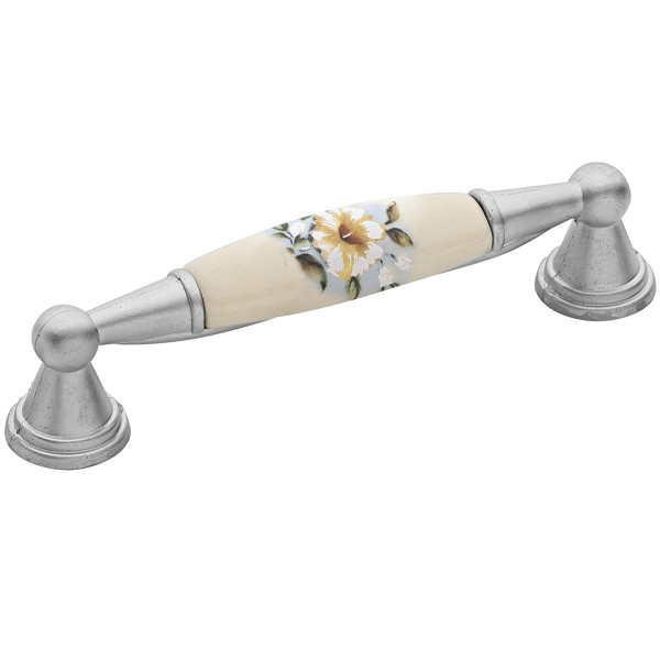 Roline 520 Λαβή Eπίπλου από Ζάμακ & Πορσελάνη Νίκελ Σατινέ-Μπλε με Κέντρα 96mm