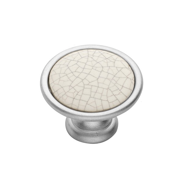 Roline 523 Πόμολο Eπίπλου από Ζάμακ & Πορσελάνη Νίκελ Σατινέ - Κρακελέ Φ33mm