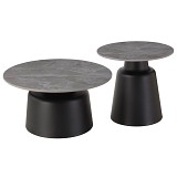 ΤΡΑΠΕΖΙΑ ΣΑΛΟΝΙΟΥ RINKON HM18263.03 ΚΕΡΑΜΙΚΑ TOP ΟΨΗ ΓΚΡΙ ΜΑΡΜΑΡΟΥ Φ50εκ & Φ70εκ