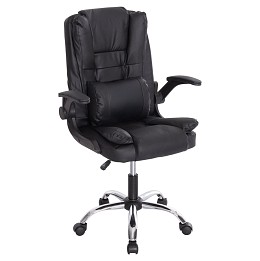 ΚΑΡΕΚΛΑ ΓΡΑΦΕΙΟΥ CANAN HM1201 ΜΑΥΡO PVC-ΜΑΥΡΟ NYLON-ΒΑΣΗ ΧΡΩΜΙΟΥ 66x61x105Υεκ.