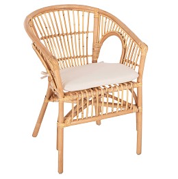 ΠΟΛΥΘΡΟΝΑ DAMPAR HM9929.04 RATTAN ΣΕ ΦΥΣΙΚΟ-ΛΕΥΚΟ ΜΑΞΙΛΑΡΙ 59x61x80Υεκ.