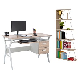 ΣΕΤ ΓΡΑΦΕΙΟΥ HM11769 2ΤΜΧ ΜΕΛΑΜΙΝΗ ΣΕ SONOMA- ΛΕΥΚΟ ΜΕΤΑΛΛΟ