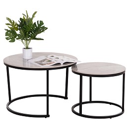 ΤΡΑΠΕΖΙA ΣΑΛΟΝΙΟΥ ΣΕΤ 2ΤΜΧ TALOS HM18140.01 ΚΕΡΑΜΙΚΟ TOP ΜΕ ΟΨΗ ΛΕΥΚΟΥ ΜΑΡΜΑΡΟΥ Φ70+Φ50