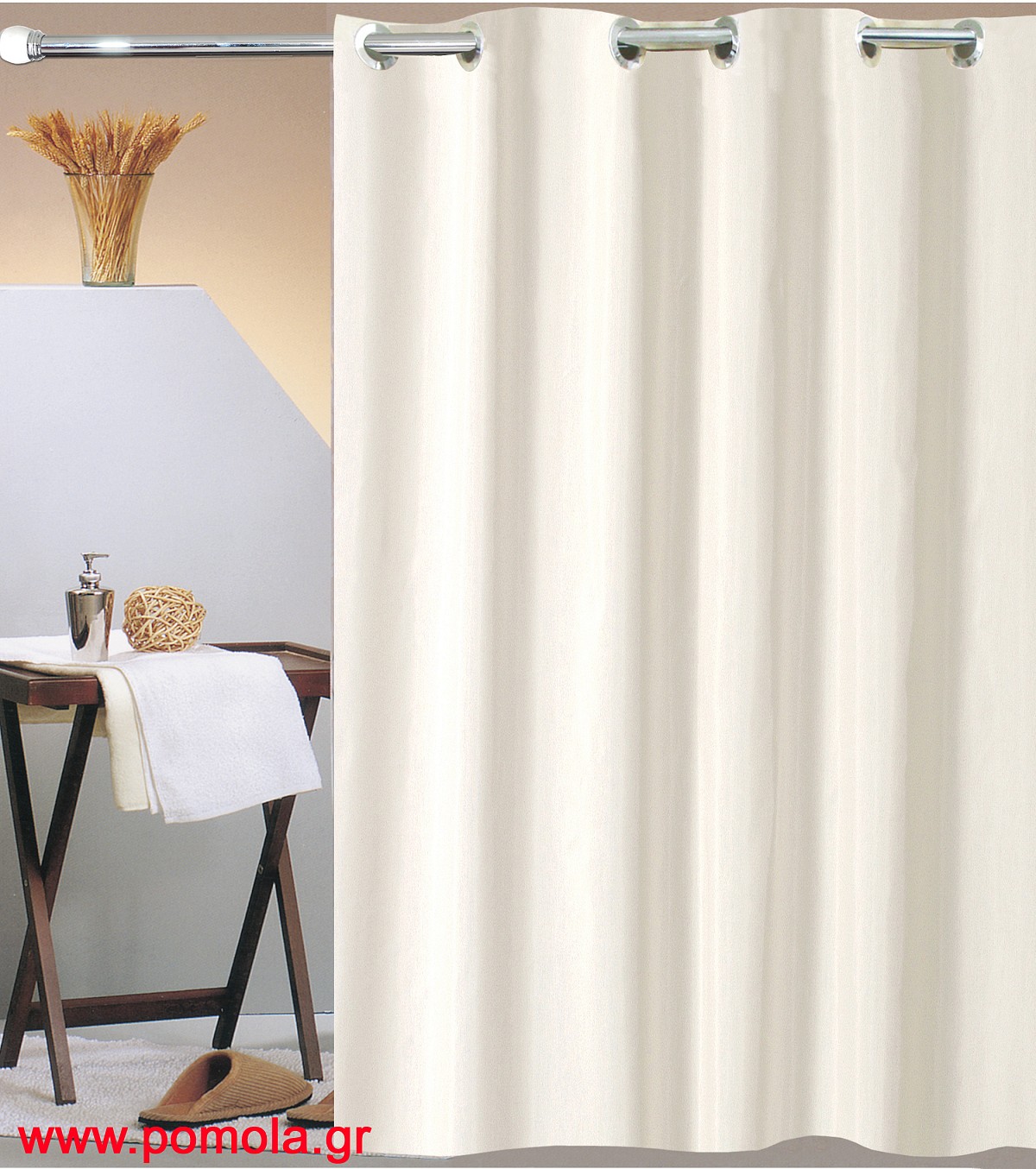 523 sl Κουρτίνα μπάνιου  με κρίκους χρώμιο