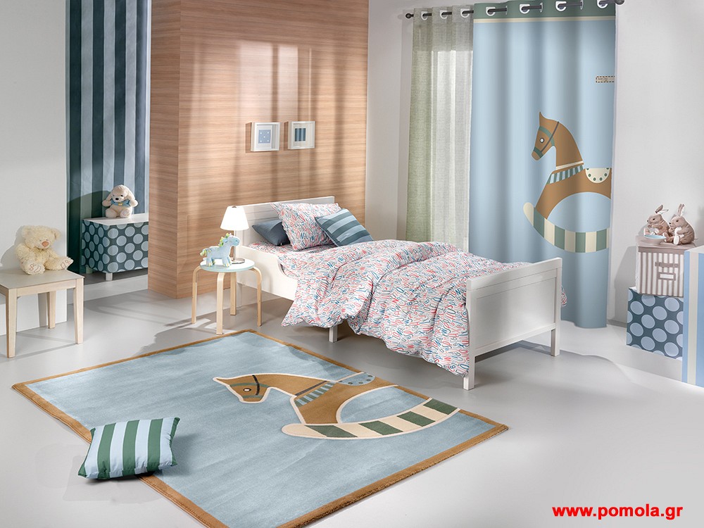 009 Κουρτινα με Εκτυπωση Ετοιμη Ραμμενη Με Τρουκς bebe και Παιδικη