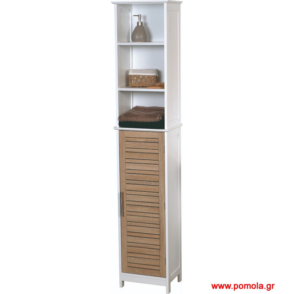 Έπιπλο Mdf/Βελανιδιά με 3 Ράφια και 1 Ντουλάπι με 2 Ράφια στο Εσωτερικό