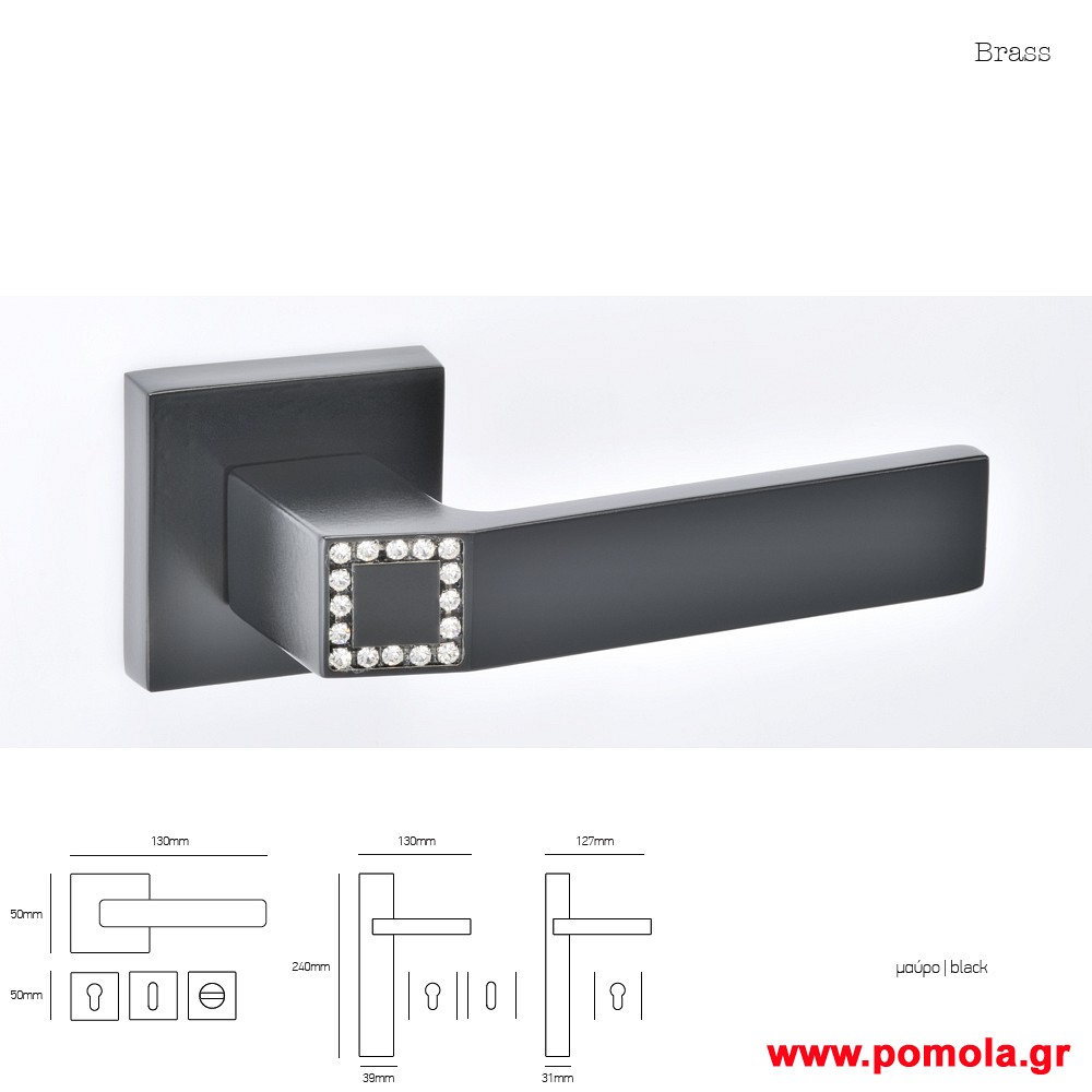 094 Πομολο πορτας μαυρο ματ με swarovski msvl