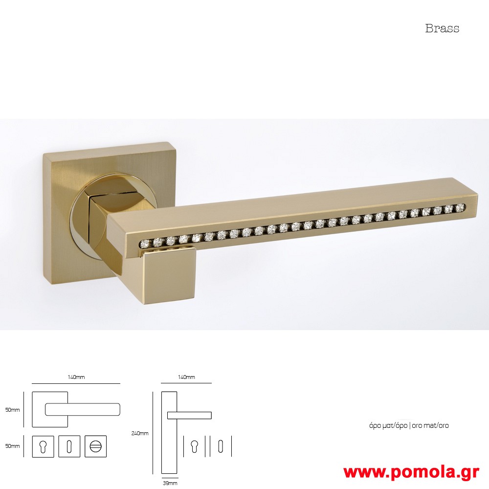 132 Πομολο πορτας ορο ματ ορο με swarovski msvl