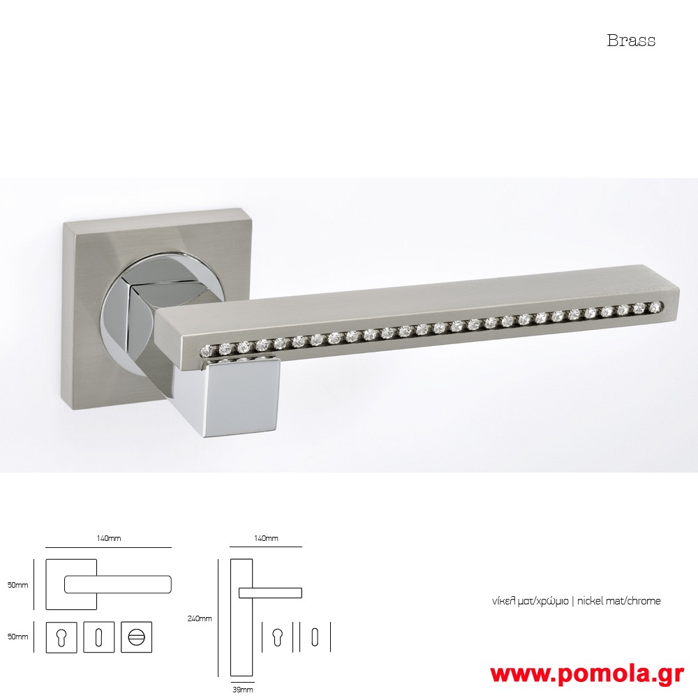 133 Πομολο πορτας νικελ ματ χρωμιο με swarovski msvl