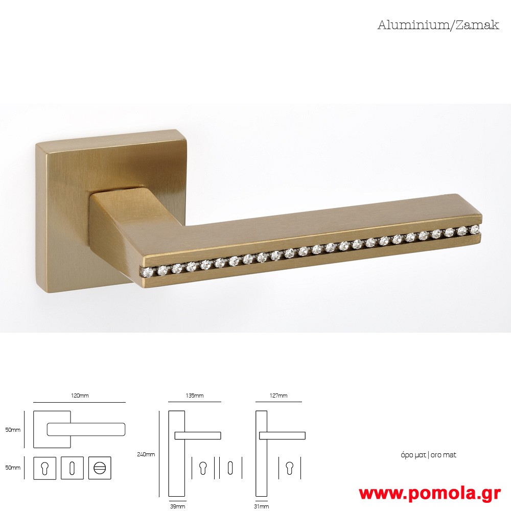 165 Πομολο πορτας ορο ματ με swarovski msvl