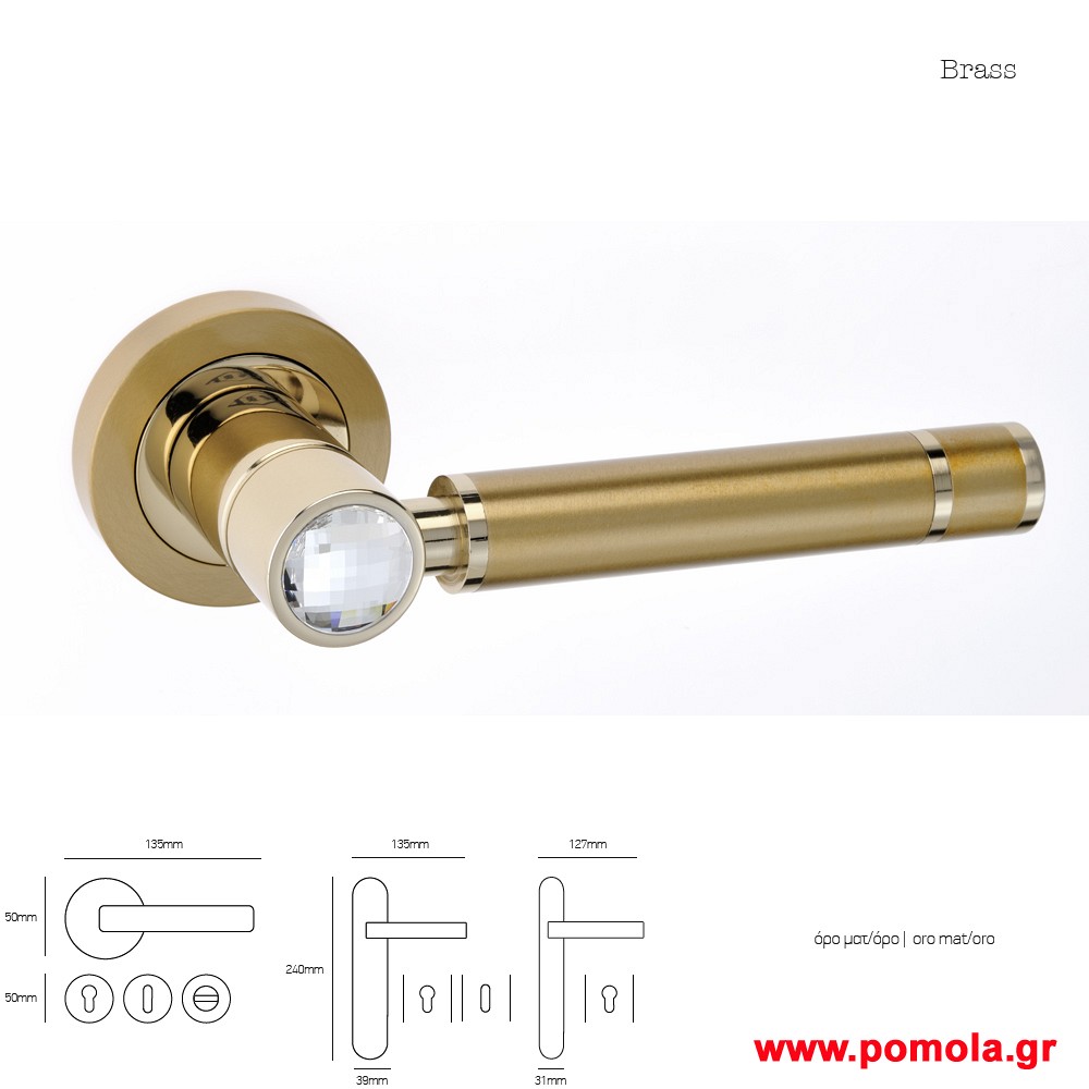 244 Πομολο πορτας ορο ματ ορο με swarovski msvl