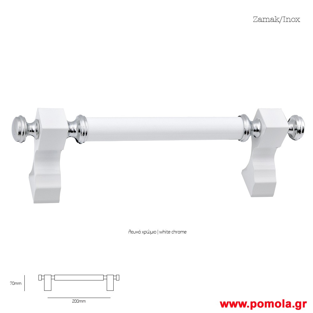 1007 Λαβη εξωπορτας λευκη χρωμιο msv