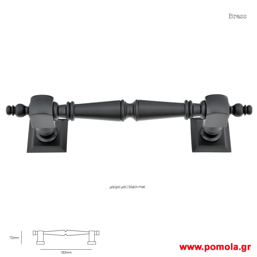 1075 Λαβη εξωπορτας ορειχαλκινη μαυρο ματ msv