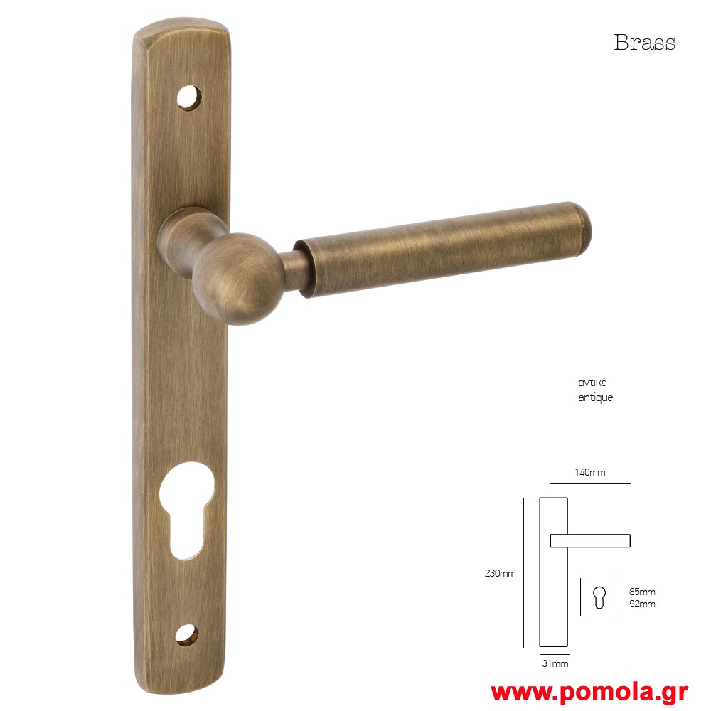 053 Πομολο πορτας με στενη πλακα αντικε msv