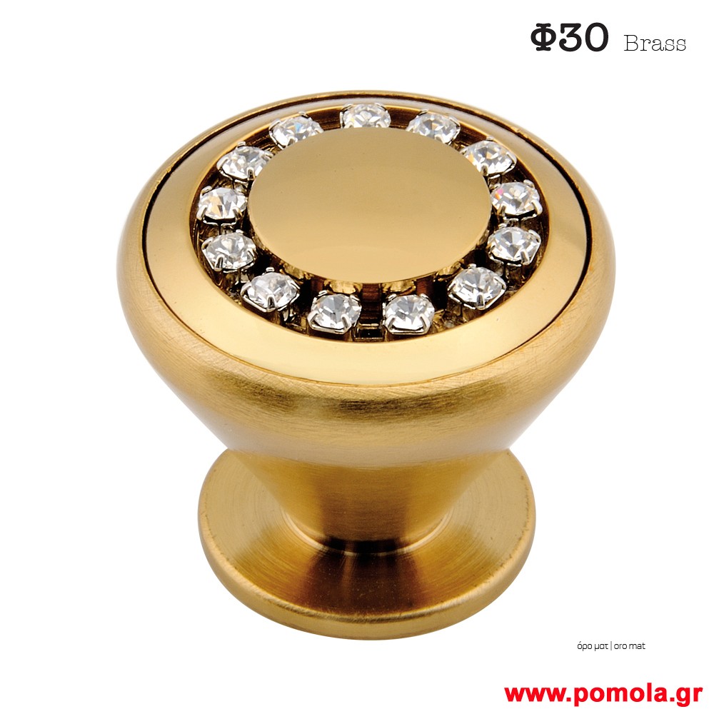 1733 Πομολάκι ορειχαλκινο ορο ματ με κρύσταλλο SWAROVSKI msv