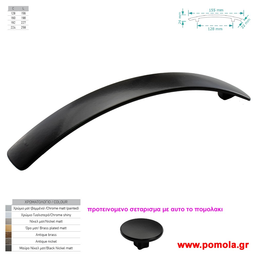 108 Λαβη κουζινας ντουλαπας ή επιπλου μαυρο ματ zbls