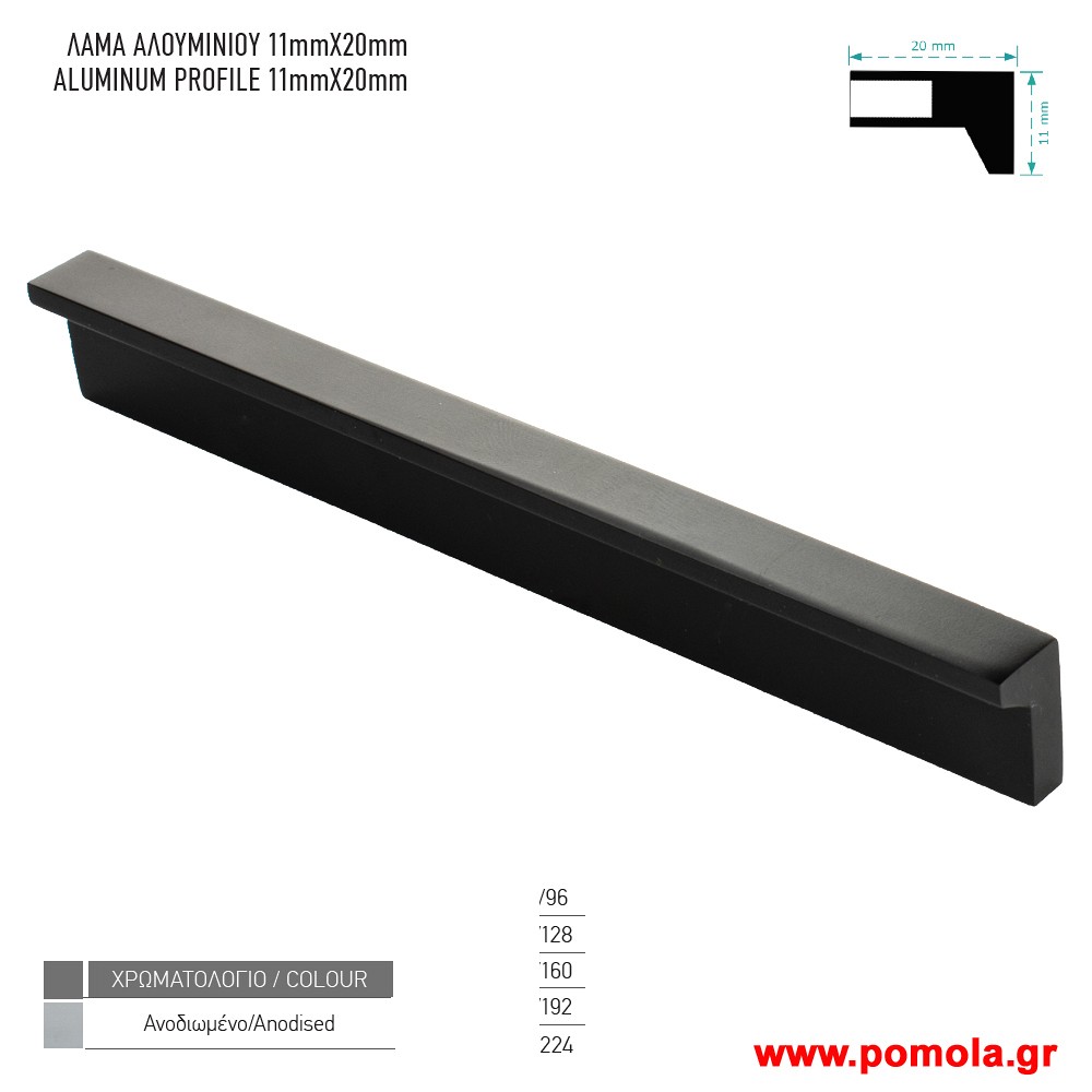 159 Λαβη κουζινας ντουλαπας ή επιπλου μαυρο ματ zbls