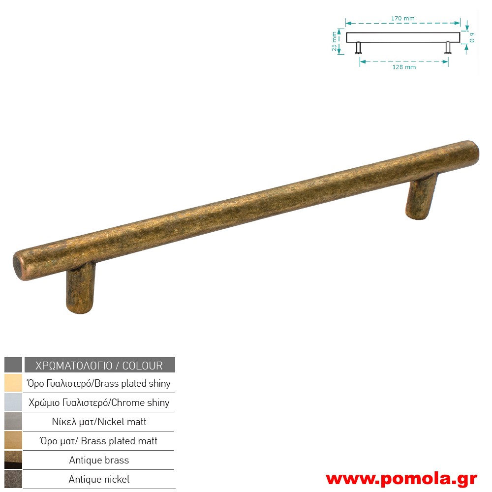 171 Λαβη κουζινας ντουλαπας ή επιπλου αντικε μπρονζε zbls