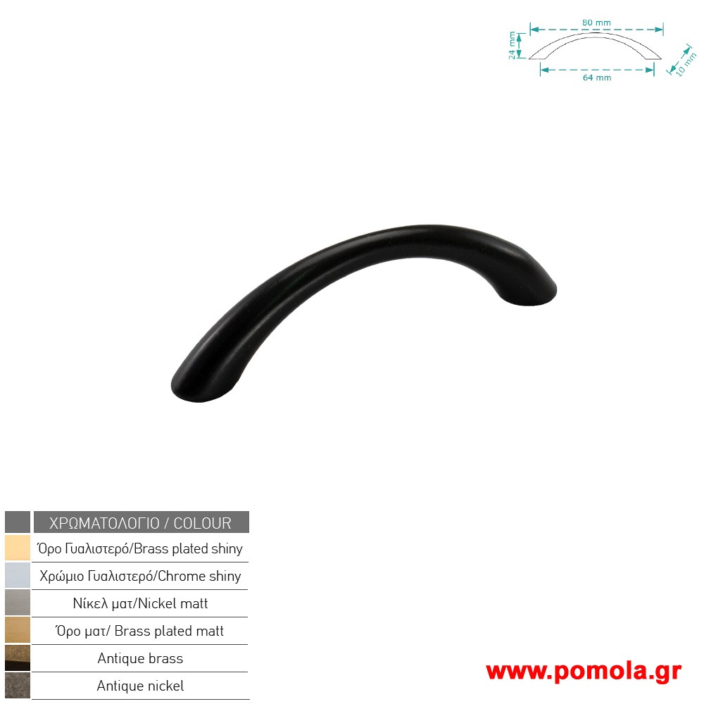 194 Λαβη κουζινας ντουλαπας ή επιπλου μαυρο ματ zbls