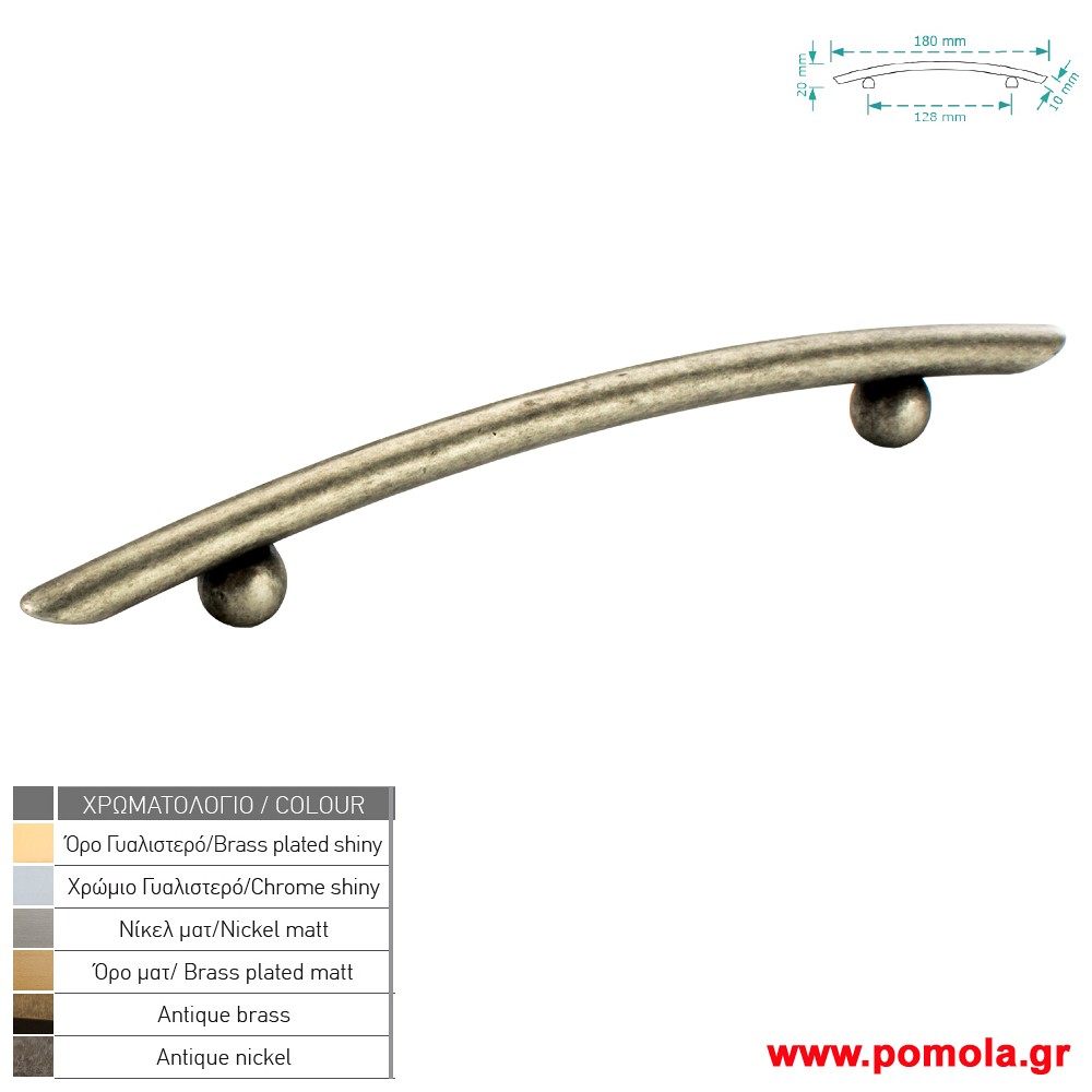 229 Λαβη κουζινας ντουλαπας ή επιπλου κασσιτερος zbls