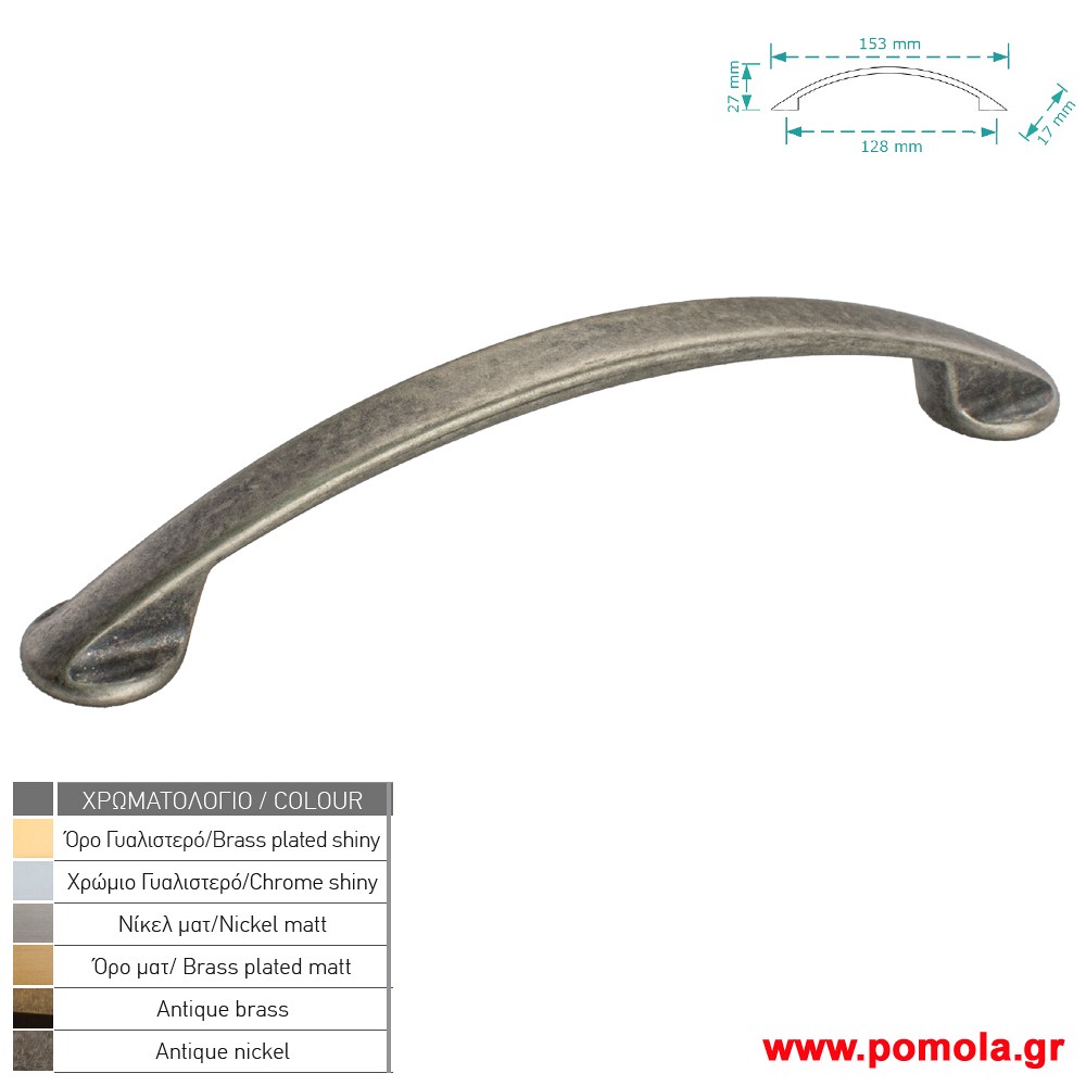 240 Λαβη κουζινας ντουλαπας ή επιπλου κασσιτερος zbls