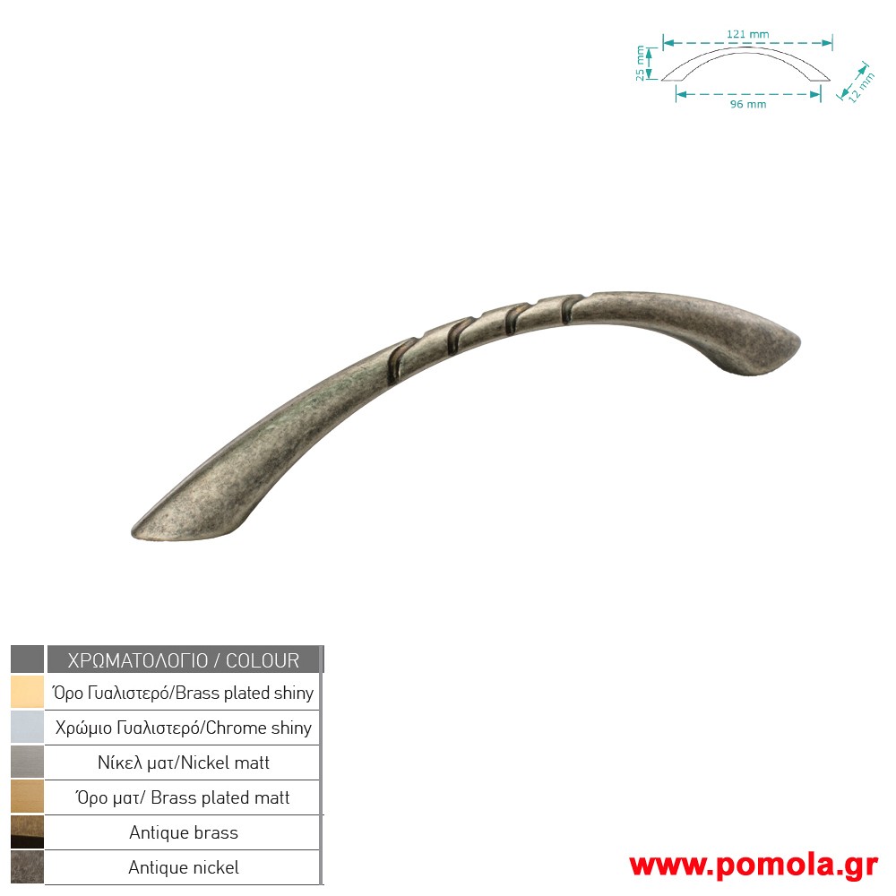 245 Λαβη κουζινας ντουλαπας ή επιπλου κασσιτερος zbls