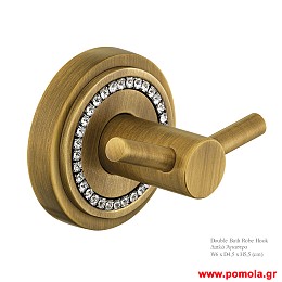 015 Αγγιστρο διπλο μπρονζε επιτοιχιο με στρας