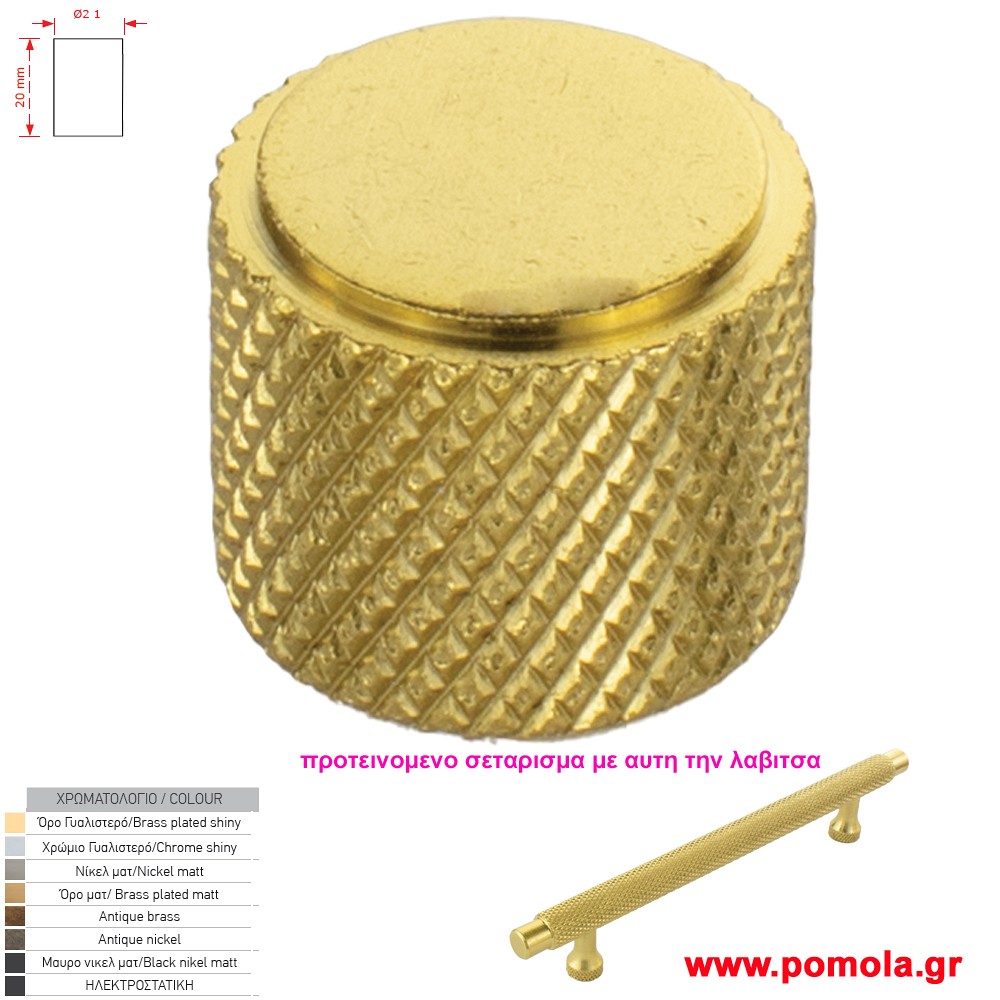 052 Πομολακι κουζινας ντουλαπας ή επιπλου ορο γυαλιστερο zbls