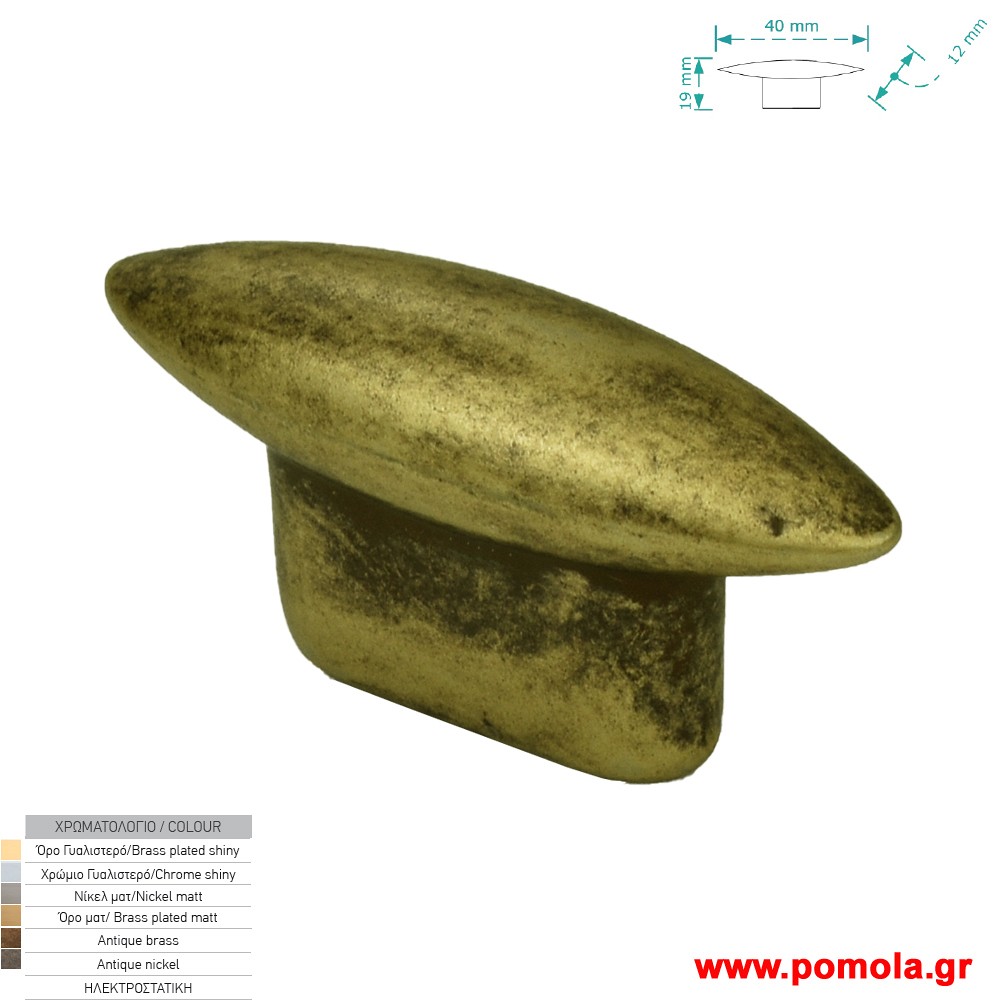 124 Πομολακι κουζινας ντουλαπας ή επιπλου αντικε μπρονζε zbls