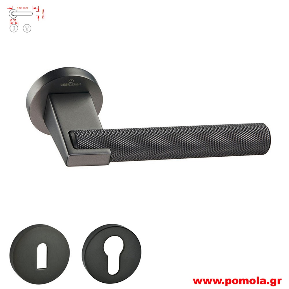 003 Πομολο πορτας μαυρο μεταλλικο zbls