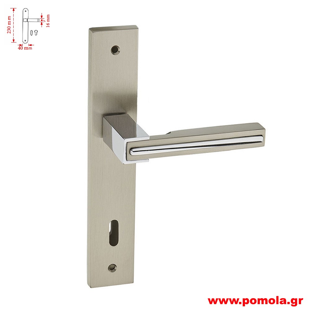 031 Πομολο πορτας με πλακα νικελ ματ χρωμιο zbls