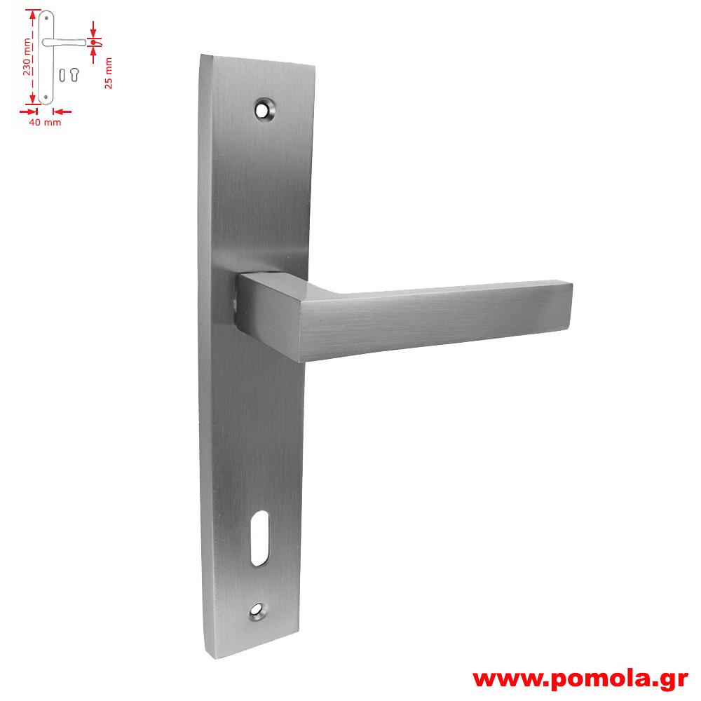 055 Πομολο πορτας με πλακα νικελ ματ zbls