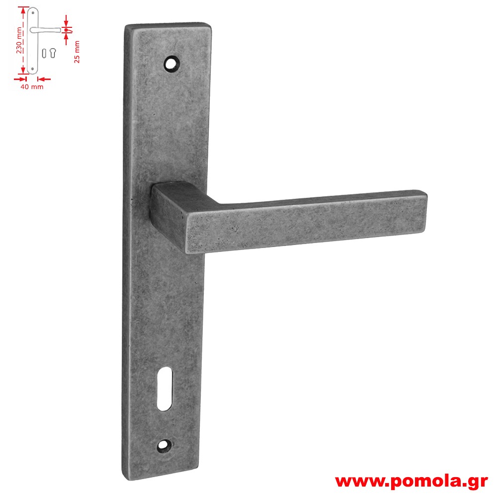2206 Πομολο πορτας με πλακα κασσιτερος zbls
