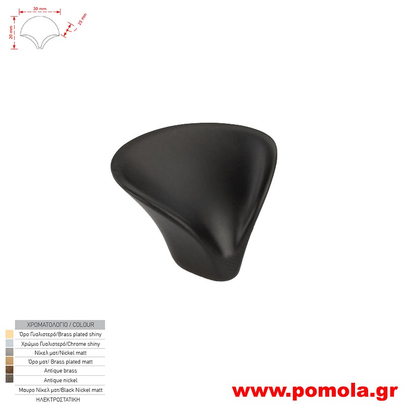 212 Πομολακι κουζινας ντουλαπας ή επιπλου μαυρο ματ zbls