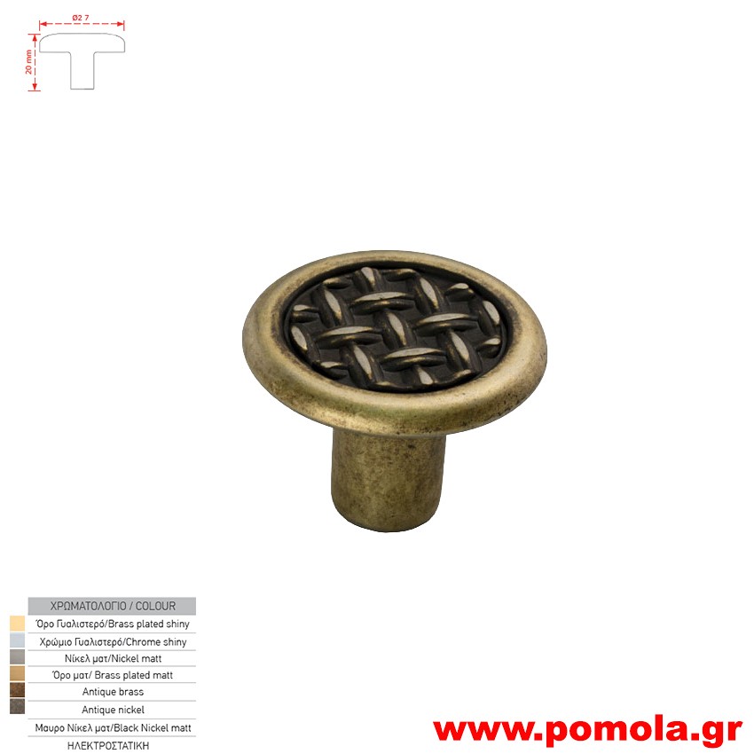 217 Πομολακι κουζινας ντουλαπας ή επιπλου αντικε μπρονζε zbls
