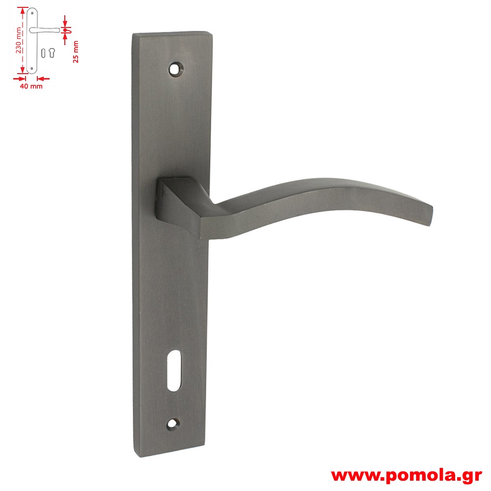 071 Πομολο πορτας με πλακα ανθρακι zbls