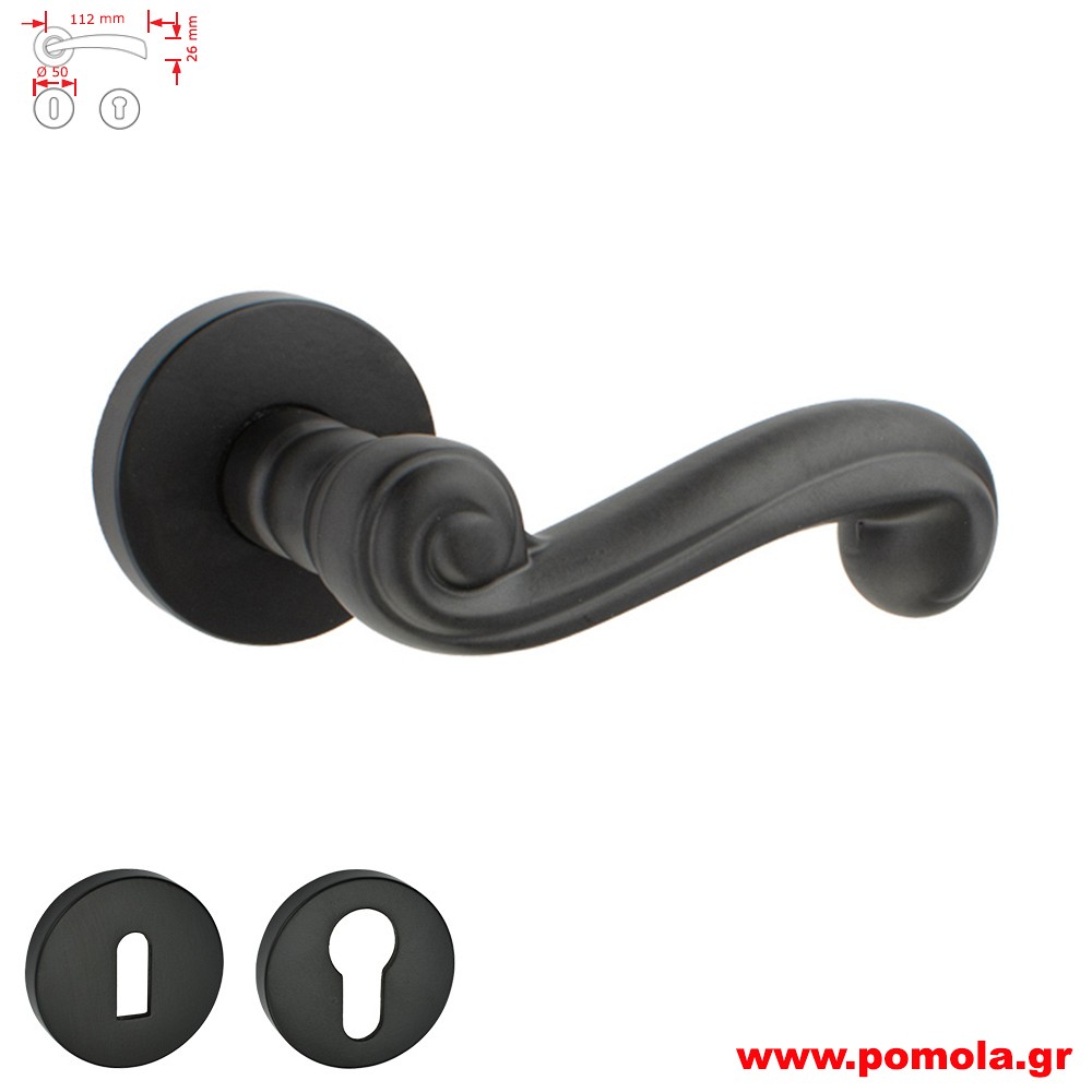 075 Πομολο πορτας μαυρο ματ zbls