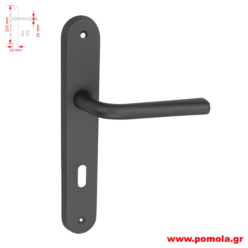 102 Πομολο πορτας με πλακα ανθρακι zbls