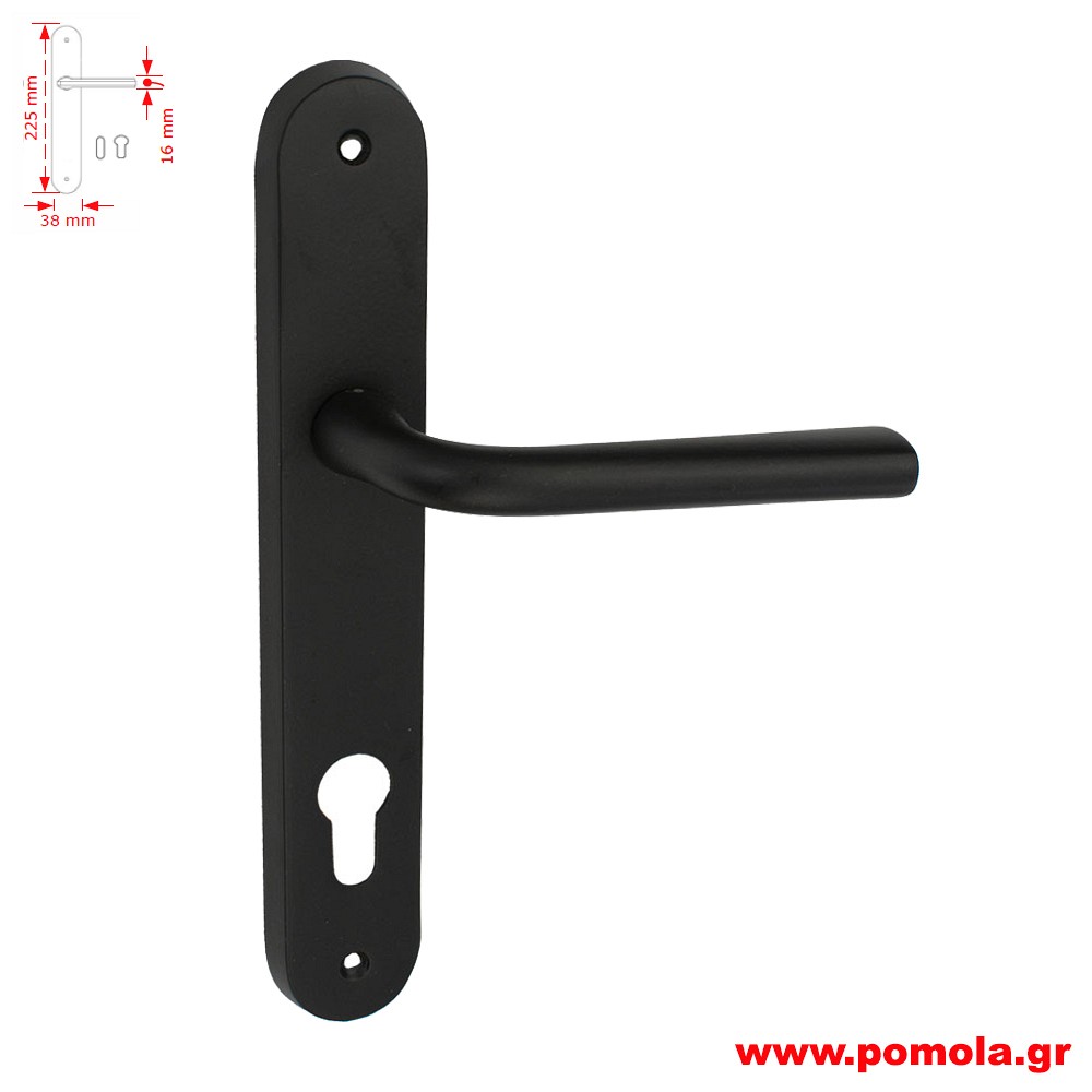 103 Πομολο πορτας με πλακα μαυρο ματ zbls