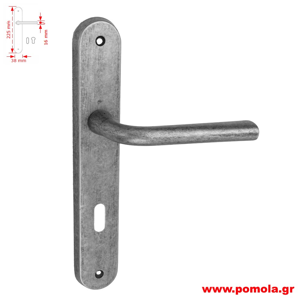 2243 Πομολο πορτας με πλακα κασσιτερος zbls