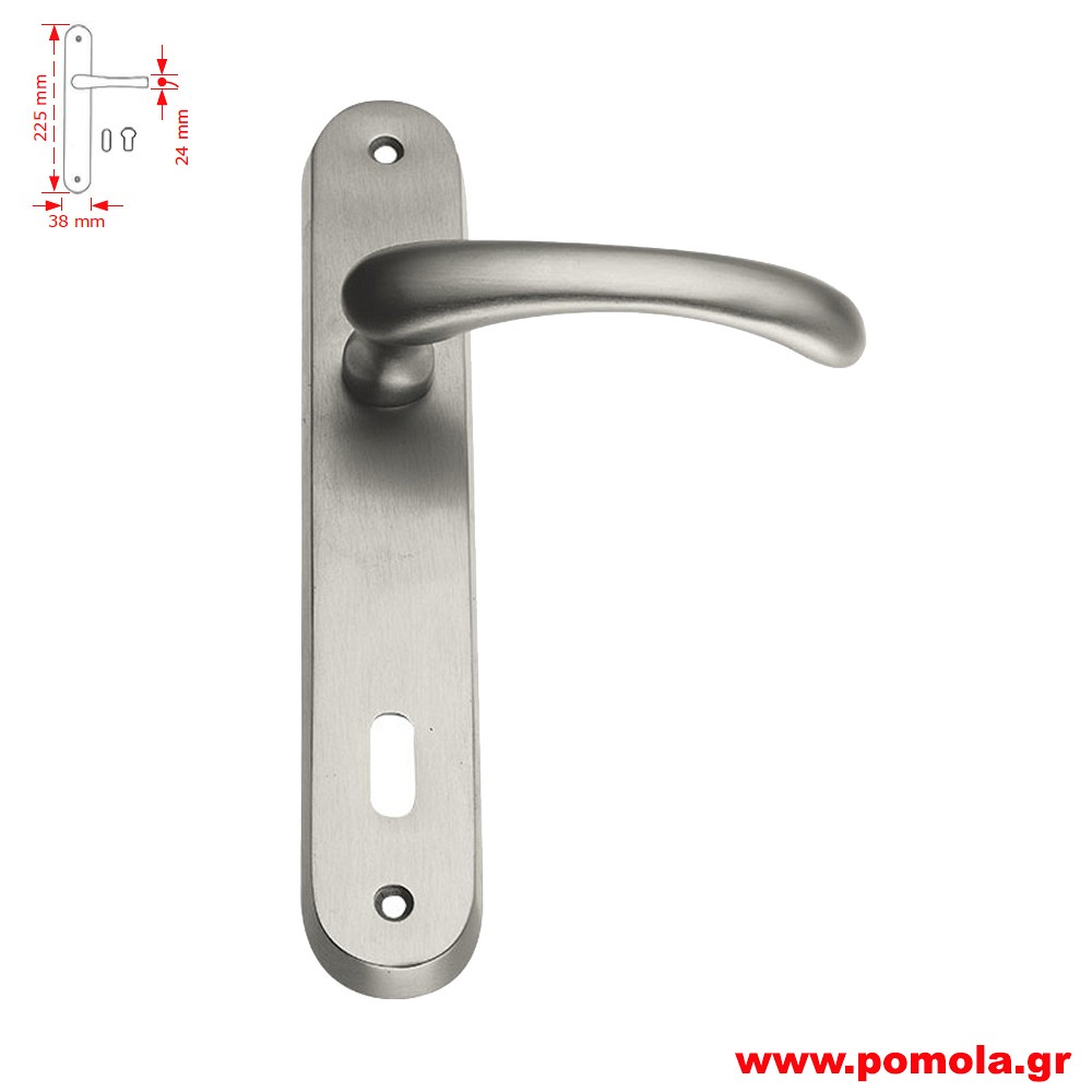 110 Πομολο πορτας με πλακα νικελ ματ zbls