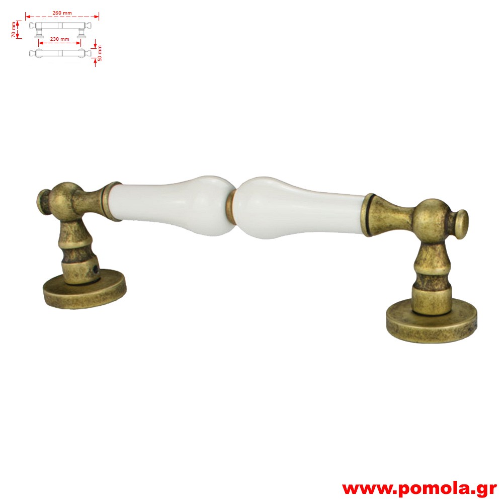 326 Λαβή εξώπορτας αντικε μπρονζε με πορσελανη zbls