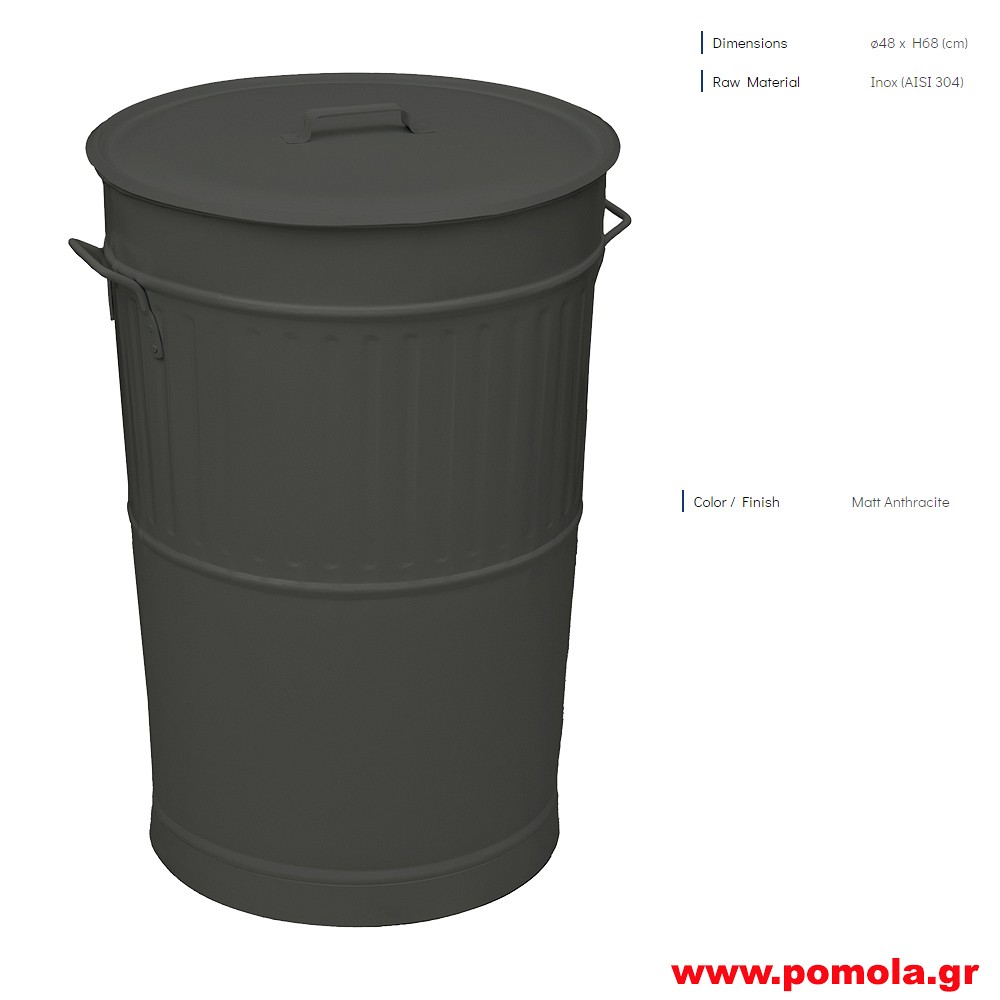 091 ΚΑΔΟΣ ΜΕΤΑΛΛΙΚΟΣ 100 ΛΙΤΡΩΝ ΓΚΡΙ ΣΚΟΥΡΟ