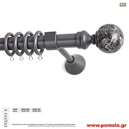 091 Κουρτινοβεργα Φ 25 με τελείωμα ΜΑΡΜΑΡΟ