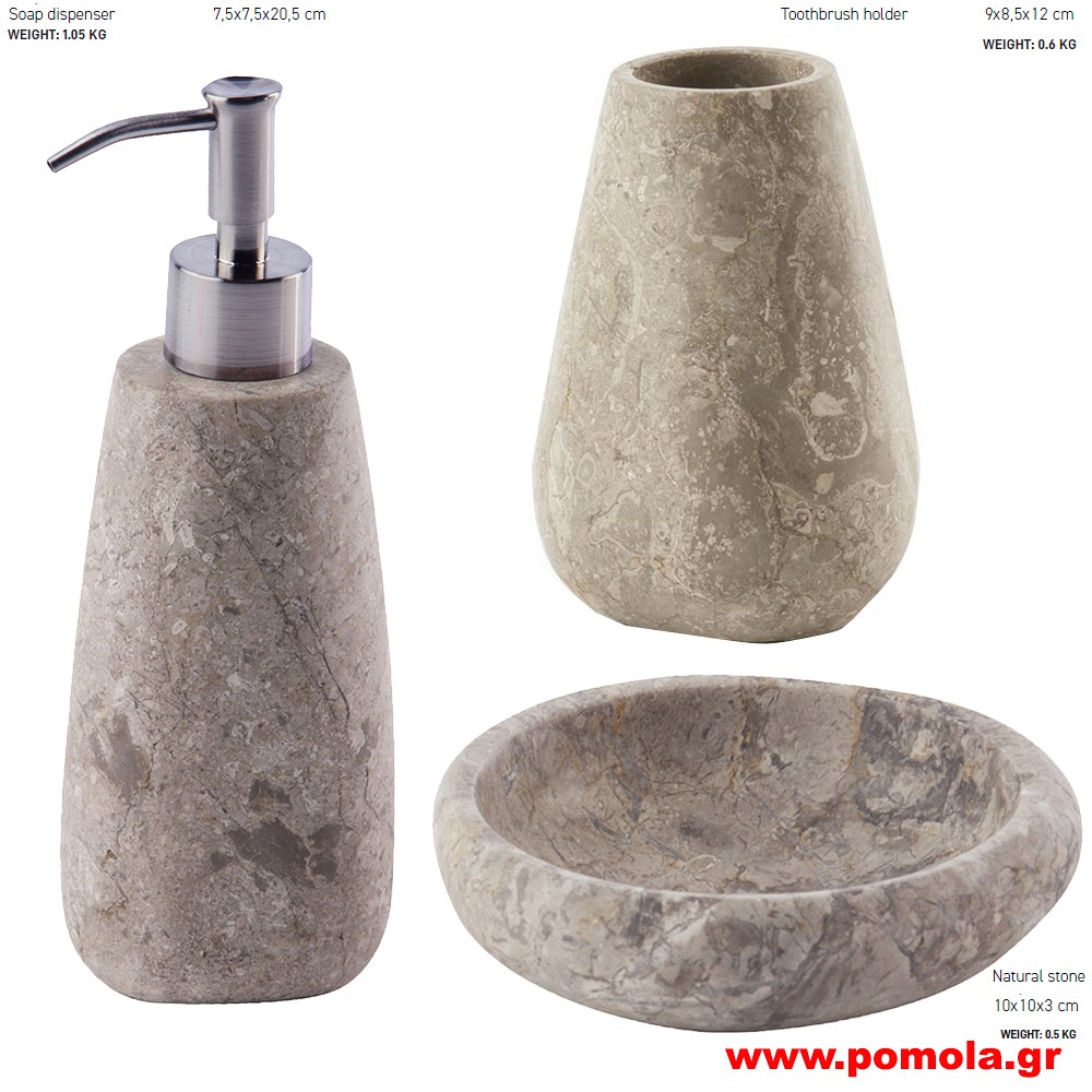 1028 Ντισπένσερ ποτηρι κ σαπουνοθήκη μπάνιου απο φυσικά υλικά