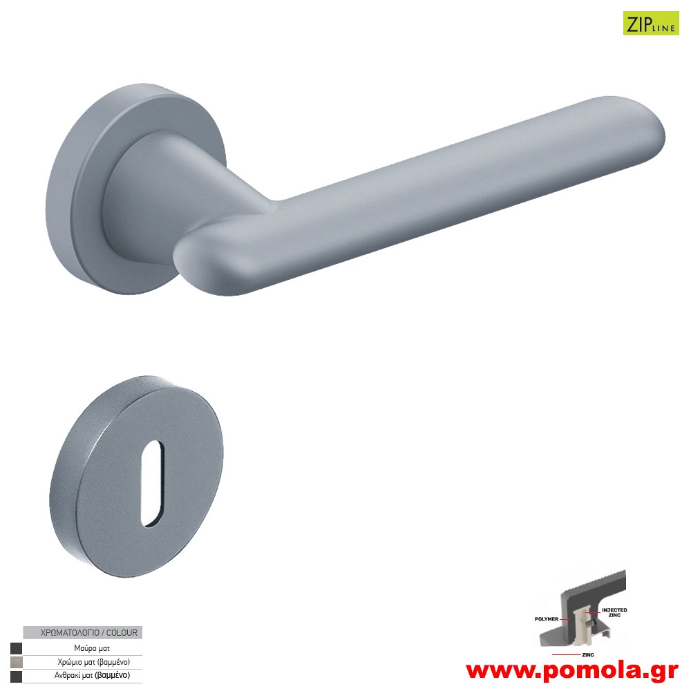 182  Πόμολο πόρτας χρώμιο ματ πλαστικό zbls