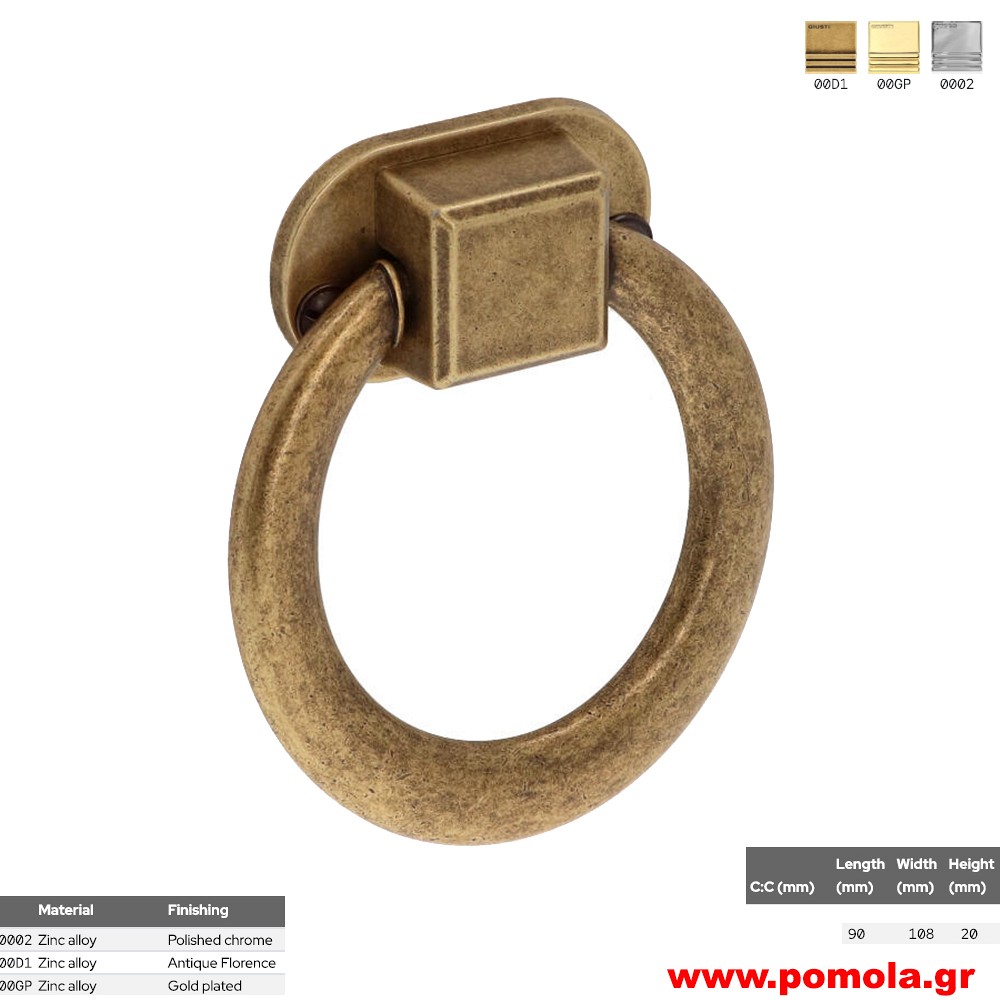 102 Κρίκος Πομολάκι κουζίνας, ντουλάπας, επίπλου, ΙΤΑΛΙΑΣ