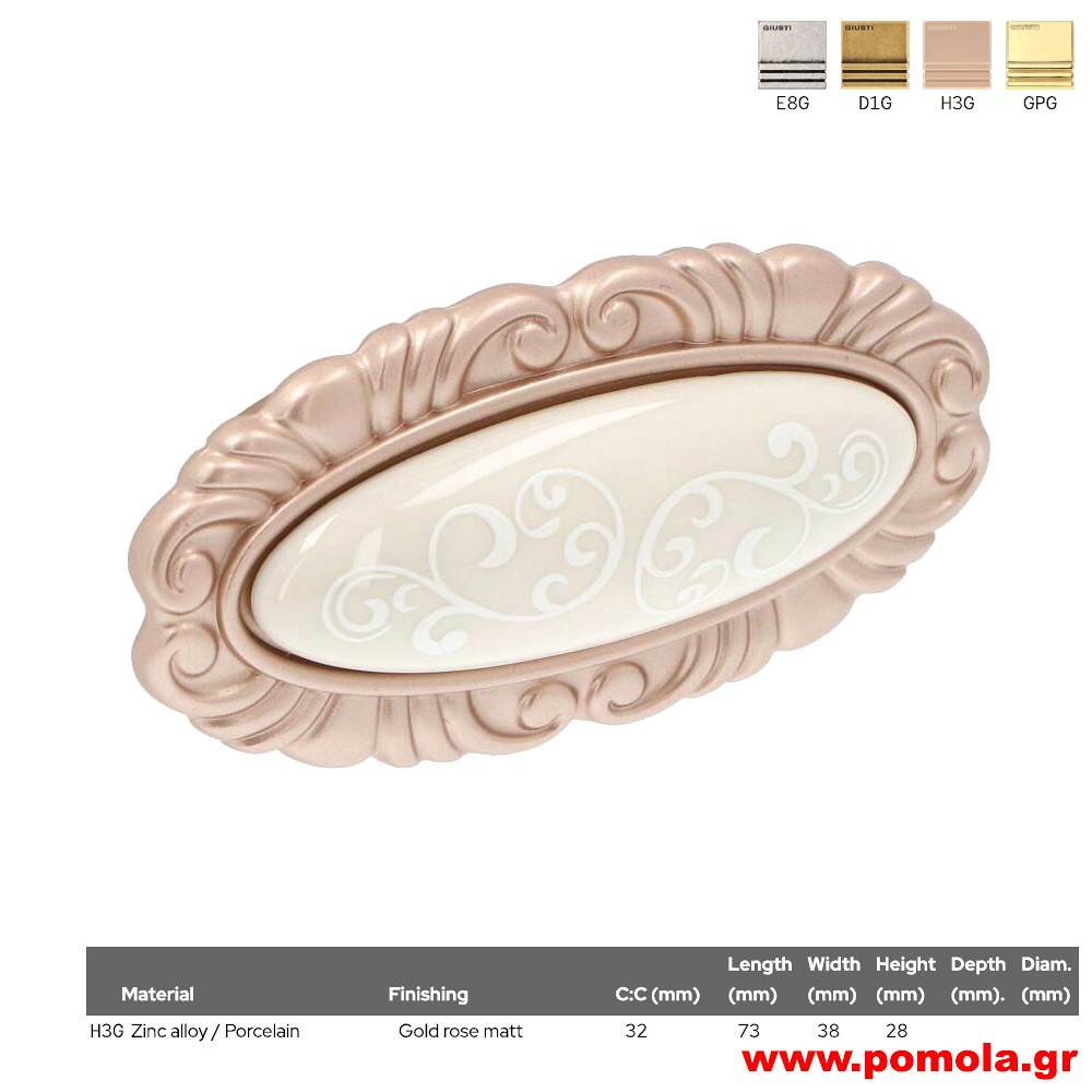 816 Πομολάκι πορσελάνης για κουζίνα, ντουλάπα και επίπλου, ΙΤΑΛΙΑΣ